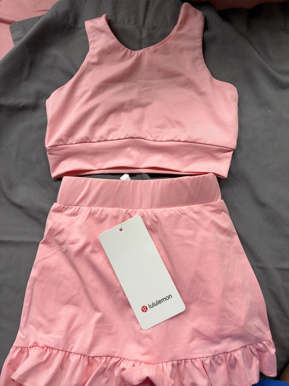 lululemon athletica Pink Active Crop Top and Ruffle Skirt Set